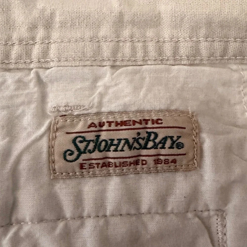 St. John's Bay Cargo Shorts Mens 44 Tan Ramie Cotton Pleated Utility